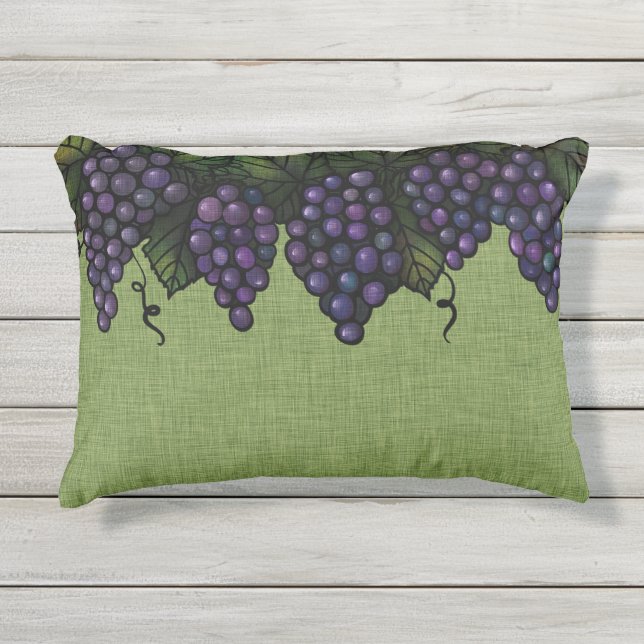 紫ブドウ、屋外アクセント枕16" x 12" アウトドアクッション (正面)