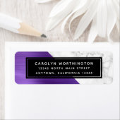 紫ブラシ仕上げメタル大理石差出人住所 ラベル (インサイチュ)