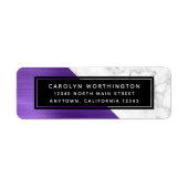 紫ブラシ仕上げメタル大理石差出人住所 ラベル (正面)