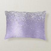 紫ブラシ仕上げメタル銀グリッターモノグラム名 アクセントクッション (裏面)