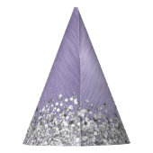 紫ブラシ仕上げメタル銀グリッターモノグラム名 パーティーハット (裏面)