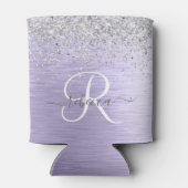 紫ブラシ仕上げメタル銀グリッターモノグラム名 缶クーラー (裏面)