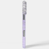 紫ブラシ仕上げメタル銀グリッターモノグラム名 Case-Mate iPhoneケース (裏面 / 右)
