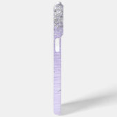 紫ブラシ仕上げメタル銀グリッターモノグラム名 Case-Mate iPhoneケース (裏面 / 右)