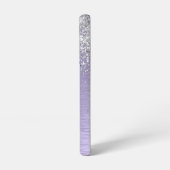 紫ブラシ仕上げメタル銀グリッターモノグラム名 SAMSUNG GALAXYケース (左側面)