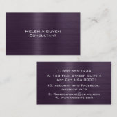 紫ブラシ仕上げ金属ステンレス鋼 名刺 (正面/裏面)