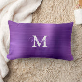 紫ブラシ仕上げ金属モノグラパーソナライズされたム ランバークッション (ブランケット)