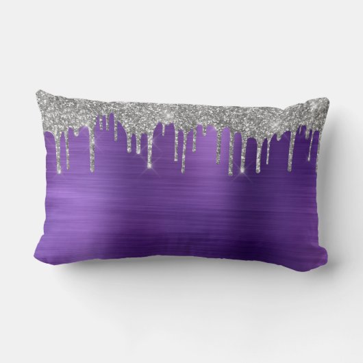 紫ブラシ仕上げ金属モノグラパーソナライズされたム ランバークッション (裏面)