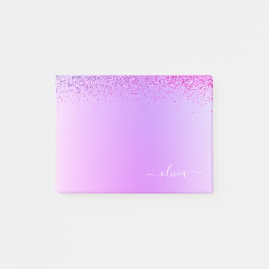 紫ブラシ仕上げ金属モノグラム名 ポストイット (正面)