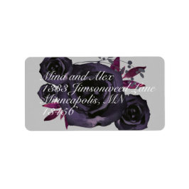 紫ブラックバラモダン水彩 ラベル