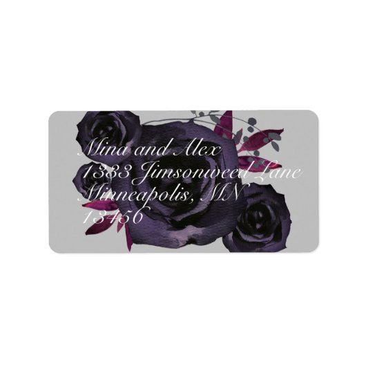 紫ブラックバラモダン水彩 ラベル (正面)