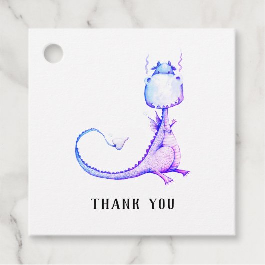 *紫ブルードラゴンかわいい赤ちゃんシャワーありがとう フェイバータグ (正面)