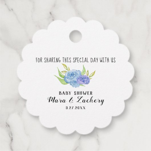 *紫ブルードラゴン赤ちゃんシャワーかわいい感謝 フェイバータグ (裏面)