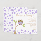 紫ベビーフクロウ 招待状 (正面/裏面)