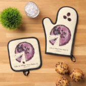 紫ベリーパイ水の色パーソナライズされた 鍋つかみ&鍋敷きセット (トップダウン)