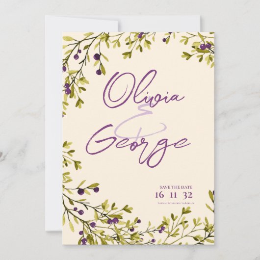 紫ベリーボタニカルウェディング日を保存 (正面)