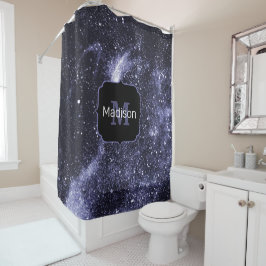 紫ペリブラック抽象芸術銀河系モノグラム シャワーカーテン