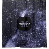 紫ペリブラック抽象芸術銀河系モノグラム シャワーカーテン (正面)