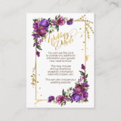 紫ホットピンク金ゴールド水カラーフローラ詳細 エンクロージャーカード (正面)
