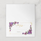 紫ホットピンク金ゴールド水色フローラ結婚ズプラ プレイスカード (外部開封)
