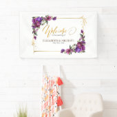 紫ホットピンク金ゴールド水色フローラ結婚ズ 横断幕 (インサイチュ)