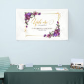 紫ホットピンク金ゴールド水色フローラ結婚ズ 横断幕 (トレードショー)