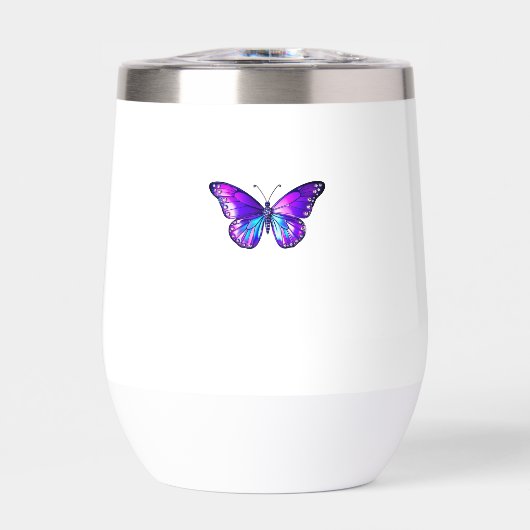 紫ホログラフィかわいらしックバタフライウォーターボトル (正面)