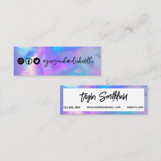 紫ホログラフィフェイクックSNS名刺 スキニー名刺 (正面/裏面)