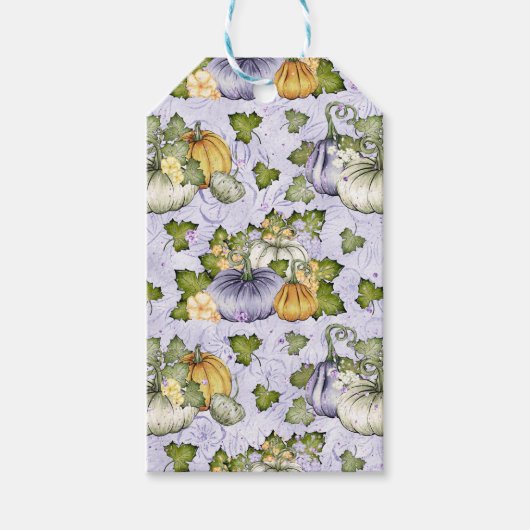 紫ホワイトオレンジ秋秋カボチャ ギフトタグ (正面)