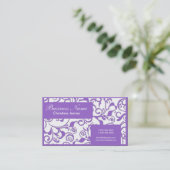 紫ホワイトダマスクプロフェッショナル名刺 名刺 (スタンド正面)