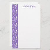 紫ホワイトダマスク縁ど 便箋 (正面/裏面)