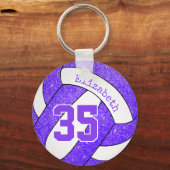 紫ホワイトバレーボールバッグラベルwジャージー番号 キーホルダー (正面)