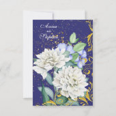 紫ホワイトブルーピンク金ゴールドスワーズ植物学RSVP 出欠カード (裏面)