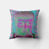 紫ポップ・アートの色とターコイズ クッション (裏面)