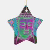 紫ポップ・アートの色とターコイズ セラミックオーナメント (右)