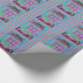 紫ポップ・アートの色とターコイズ ラッピングペーパー (角)