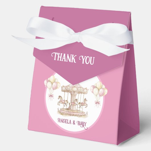 紫ポニー夢 – 赤ちゃんシャワーパーティーの好意ボックス フェイバーボックス (正面)