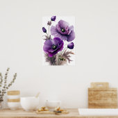 紫ポピー花アートプリントポスター ポスター (キッチン)