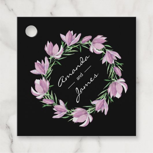 紫マグノリアフローラ水彩 フェイバータグ (正面)