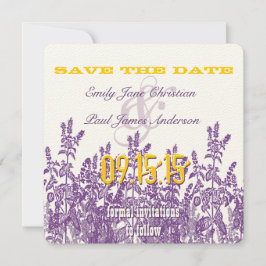 紫マスタード黄色の野生の花の保存日付 セーブザデート