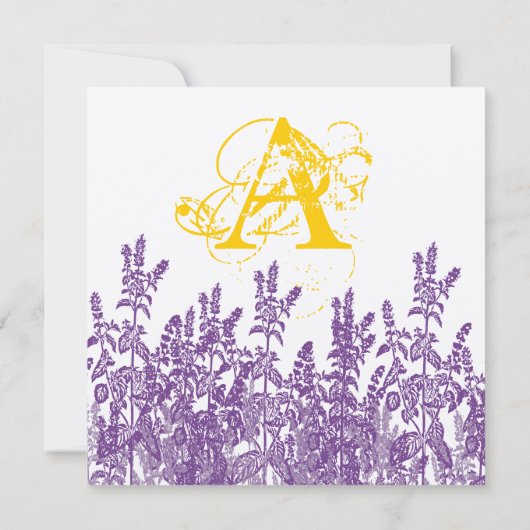 紫マスタード黄色の野生の花の保存日付 セーブザデート (裏面)