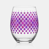 紫マゼンタダイヤモンドデザイン ステムなしワイングラス (裏面)