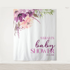 紫マゼンタパープルフローラベビーシャワー タペストリー