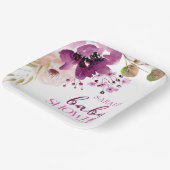 紫マゼンタパープルフローラベビーシャワー ペーパープレート (傾斜あり)