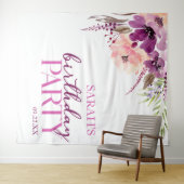 紫マゼンタパープルフローラ誕生日パーティー タペストリー (インサイチュ(横))