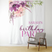 紫マゼンタパープルフローラ誕生日パーティー タペストリー (インサイチュ)