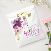 紫マゼンタパープルフローラ誕生日パーティー フェイバーバッグ (封をした状態)
