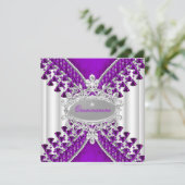 紫マゼンタホワイトキンセアニェラ誕生日パーティー 招待状 (スタンド正面)