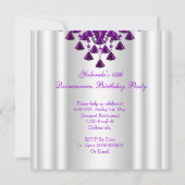 紫マゼンタホワイトキンセアニェラ誕生日パーティー 招待状 (裏面)