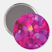 紫マゼンタ抽象芸術花 マグネット (正面/裏面)
